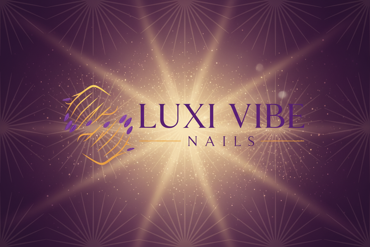 Luxi Vibe Logo Lavender Plum Gold Background